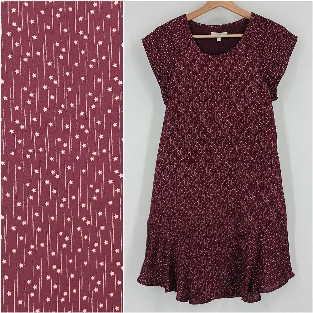 Joie Maroon Star Print Mini Dress